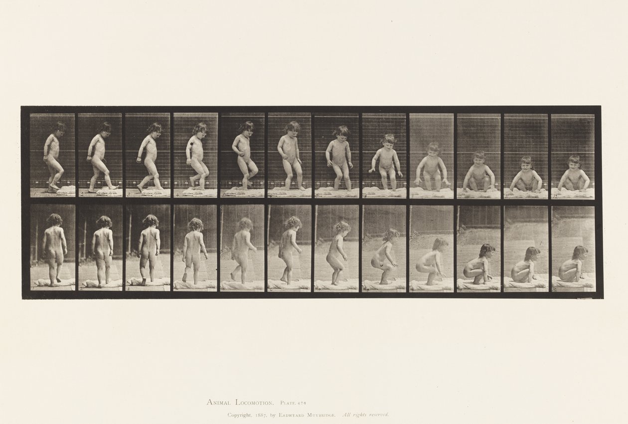 Tallrik 476.Barn, sittande på marken av Eadweard Muybridge