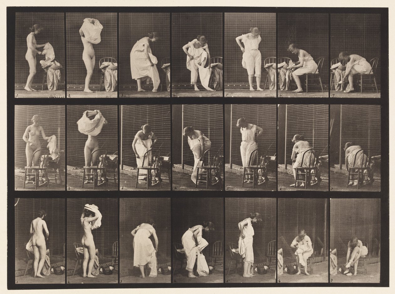 Plansch 493. Diverse faser av toaletten, 1872-1885 av Eadweard Muybridge