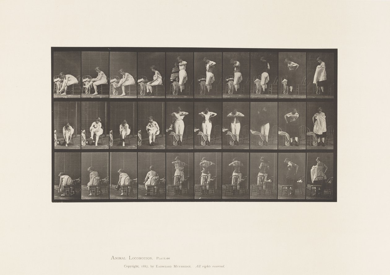 Skylt 494. Diverse faser av toaletten av Eadweard Muybridge