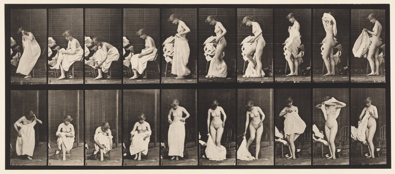 Tavla 498. Diverse faser av toaletten, 1872-1885 av Eadweard Muybridge
