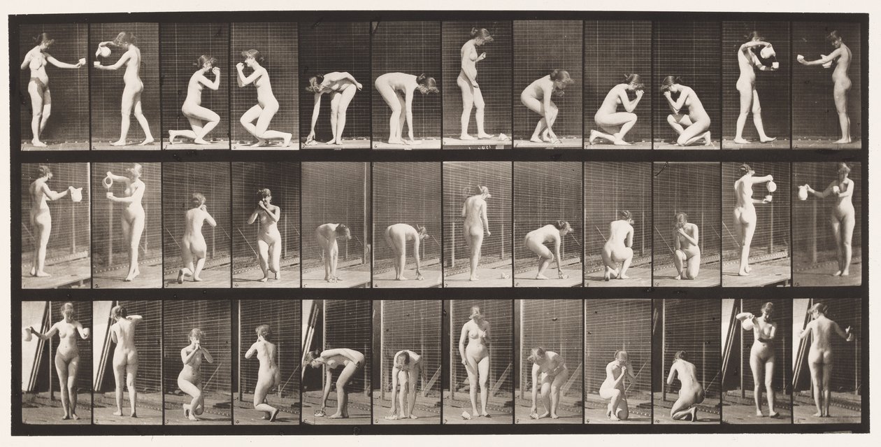 Tallrik 501. Diverse, Böjande, Knästående, mm. av Eadweard Muybridge