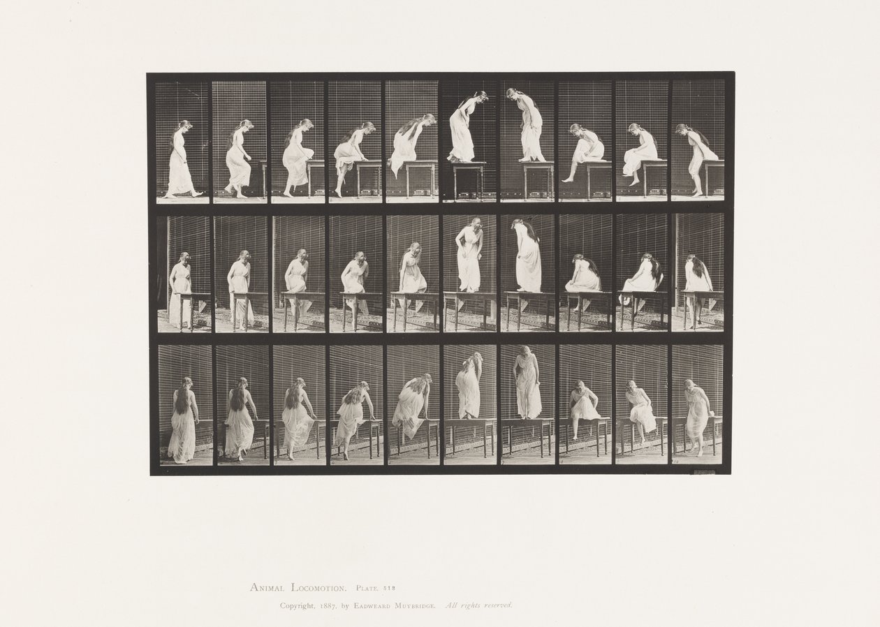 Platta 513. Gå på och av bordet av Eadweard Muybridge