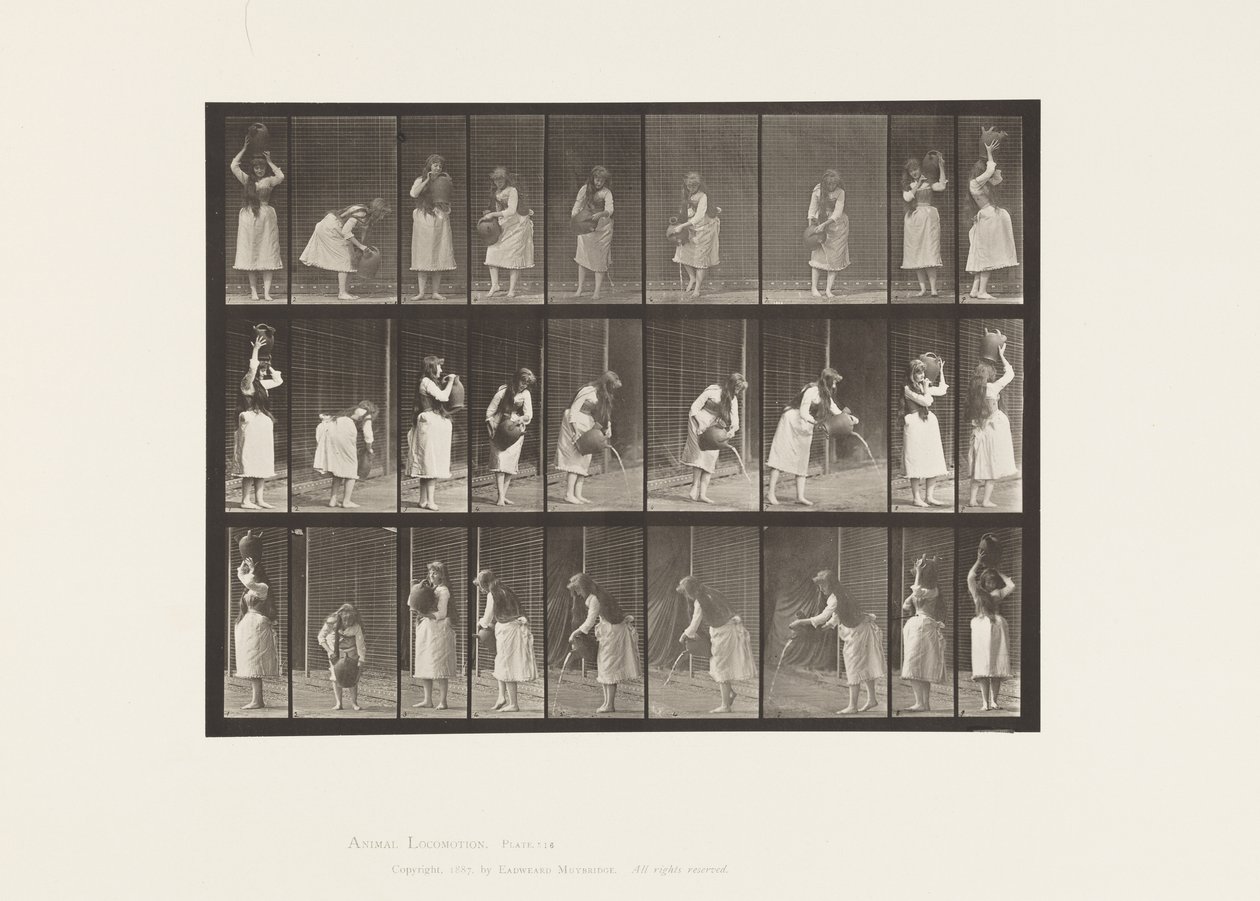Tallrik 516. Diverse rörelser med vattenburk av Eadweard Muybridge
