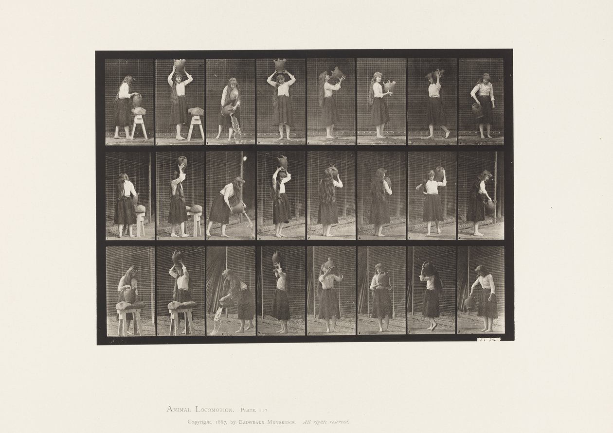 Tallrik 517. Diverse rörelser med vattenburk av Eadweard Muybridge