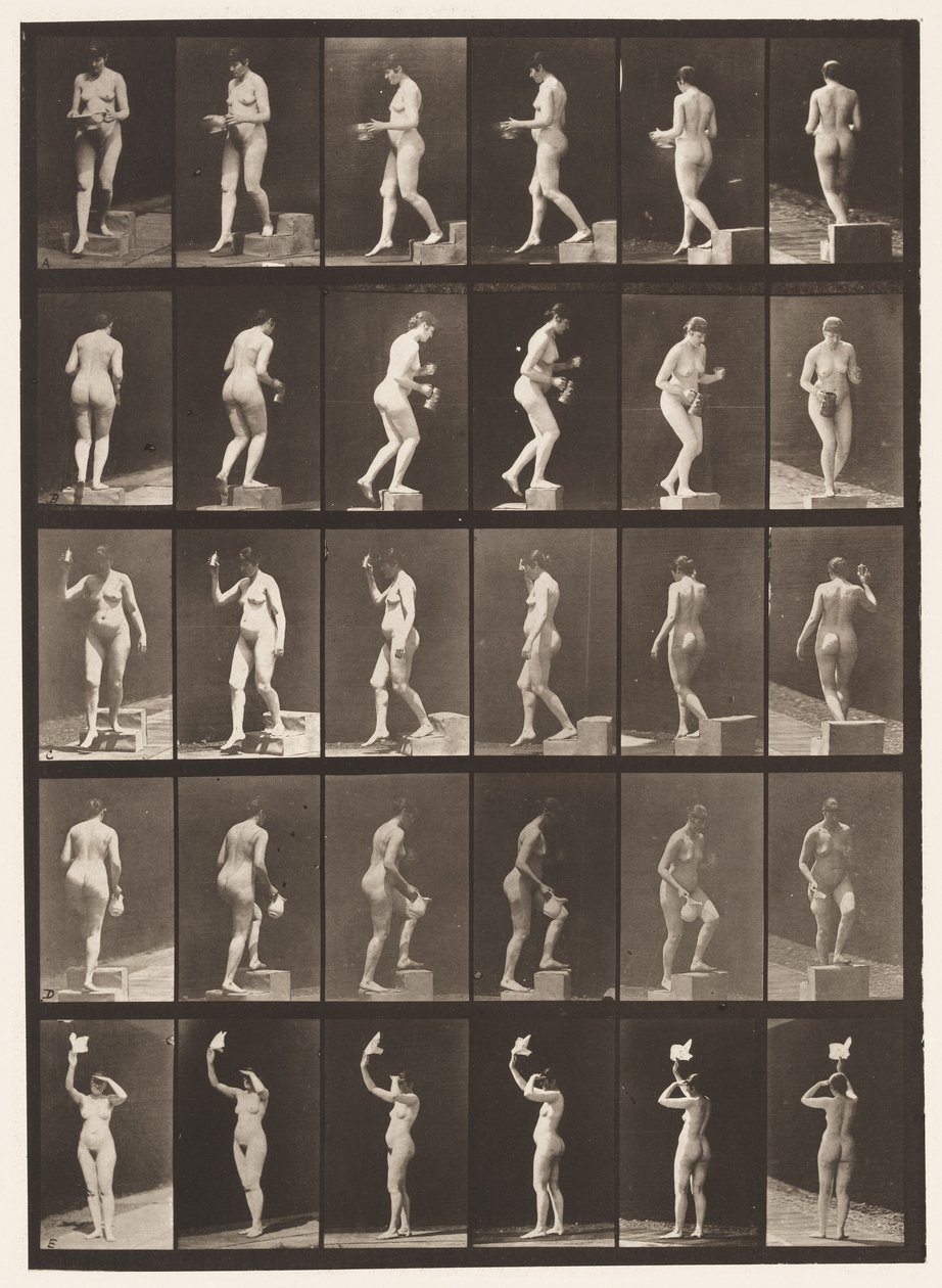 Plåt 525. A, nedstigande steg; B, Stigande Steg;, 1872-1885 av Eadweard Muybridge
