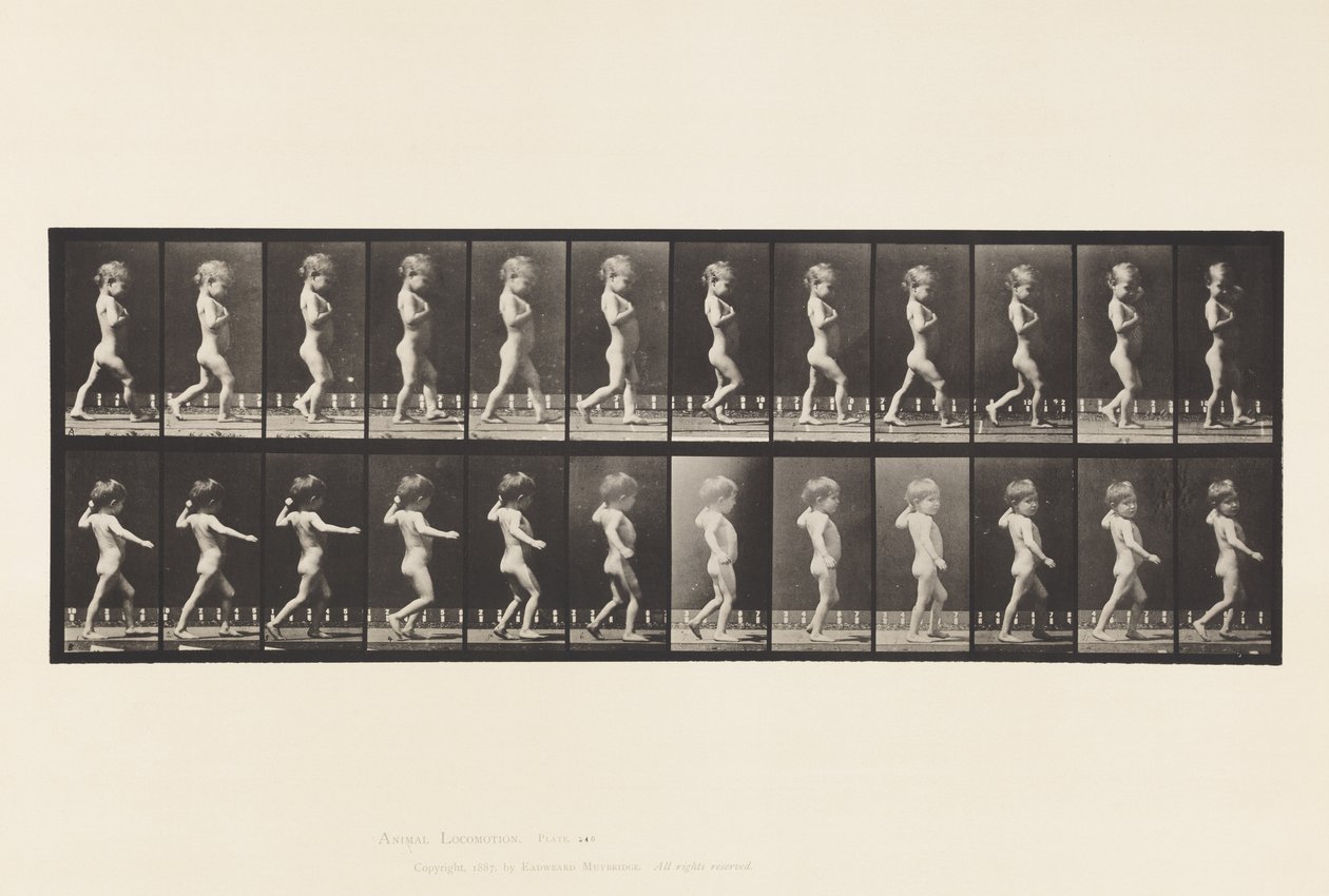 Plåt 540.A, Bow Ben; Pojke; B, Spinal karies; Flickan går, 1885 av Eadweard Muybridge