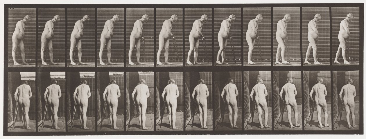 Tallrik 547.Hemiplegi; Walking with Crutch, 1885 av Eadweard Muybridge