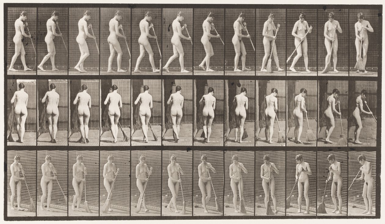 Tavla 58. Gå, vända sig och sopa golvet av Eadweard Muybridge