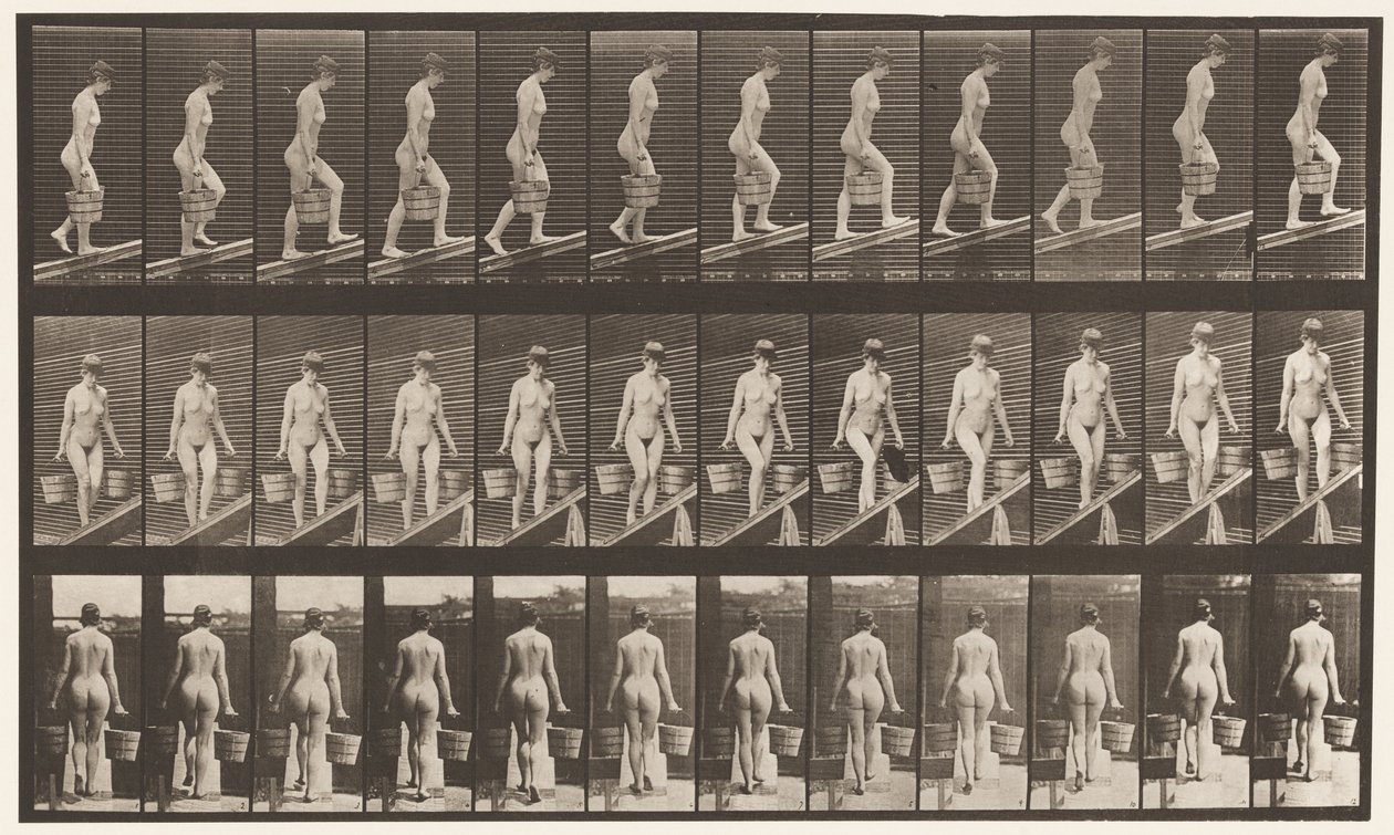 Tavla 82. Stigande lutning, hink med vatten i varje hand av Eadweard Muybridge