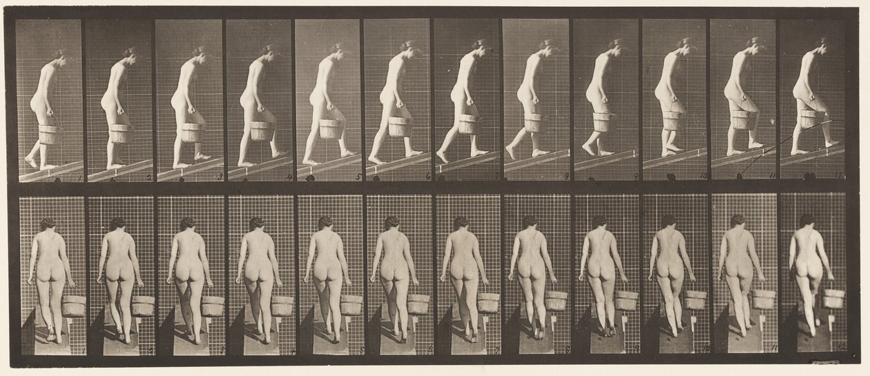 Plåt 84. Stigande lutning, hink med vatten i höger hand av Eadweard Muybridge