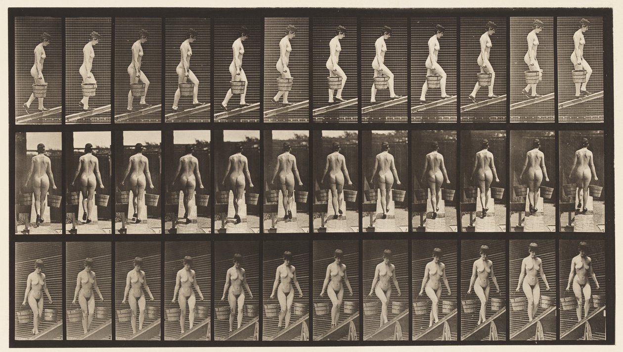 Tavla 87. Stigande lutning, hink med vatten i varje hand av Eadweard Muybridge