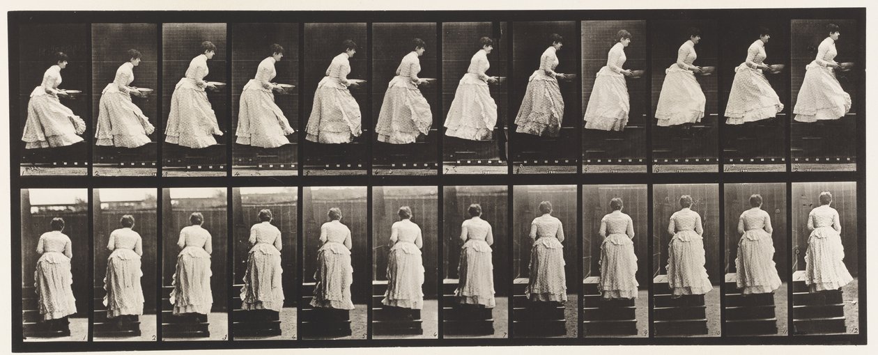 Plåt 95. Ascending Stairs, A Basin in Hands, 1885 av Eadweard Muybridge
