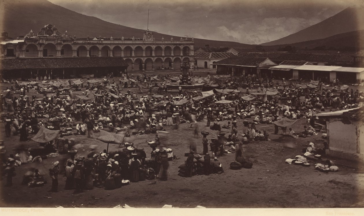 Plaza och vicekungens palats-Antigua de Guatemala,1877 (foto) av Eadweard Muybridge