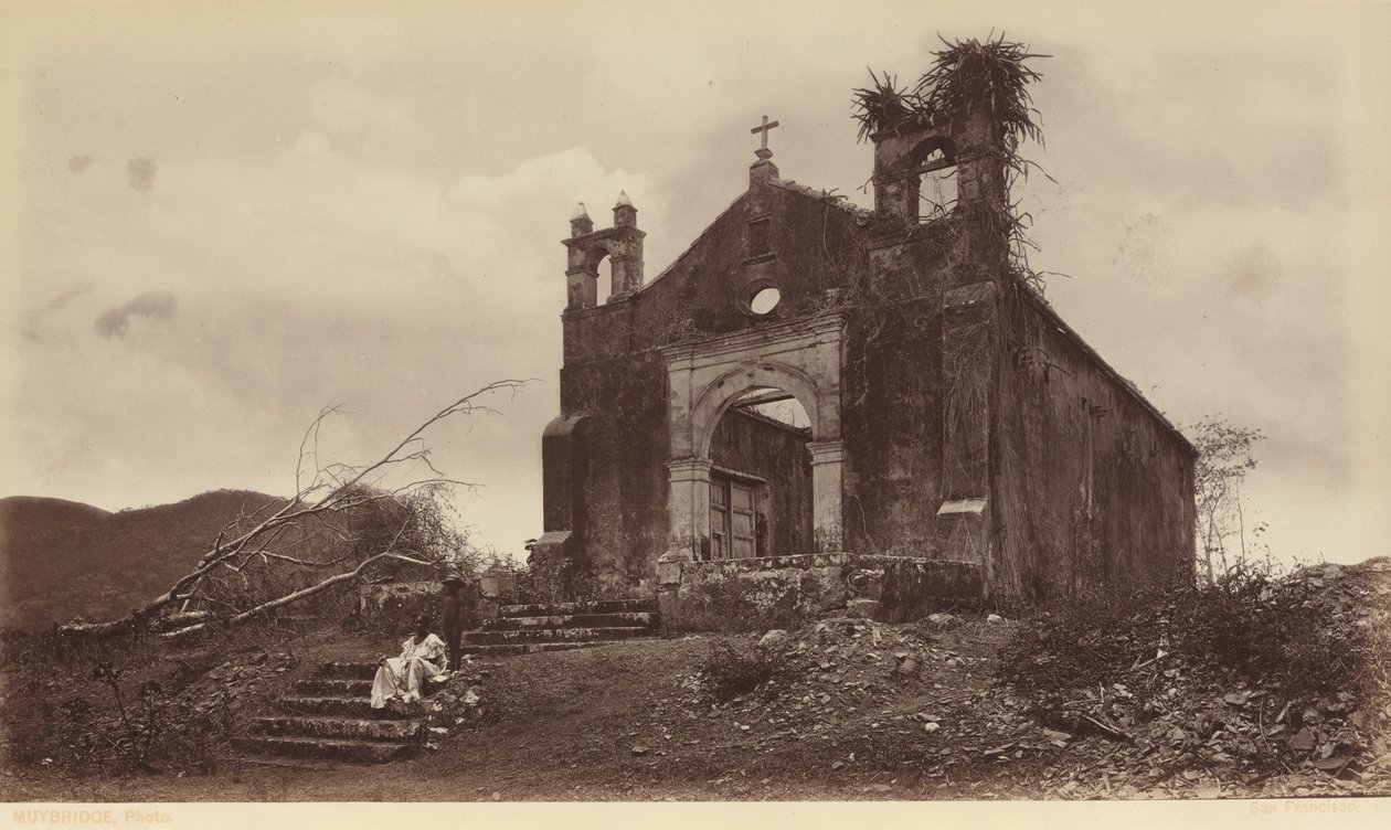 Ruinerna av kyrkan San Miguel, Panama,1877 (foto) av Eadweard Muybridge