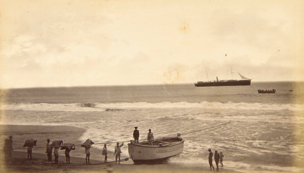 Shipping Coffee, Champerico, Guatemala av Eadweard Muybridge