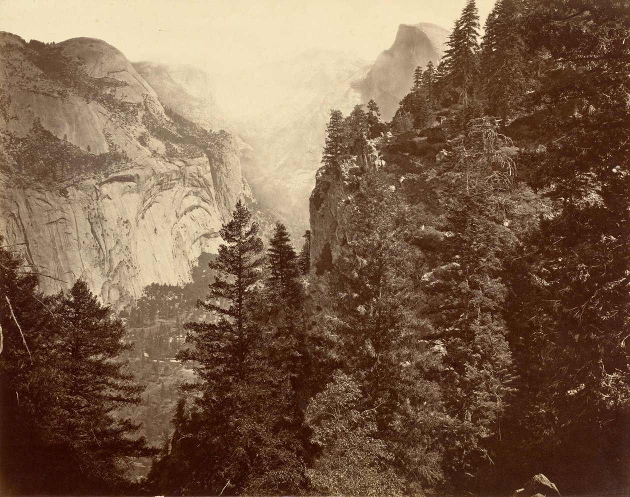 Tenaya Canyon från Union Point, Valley of the Yosemite av Eadweard Muybridge