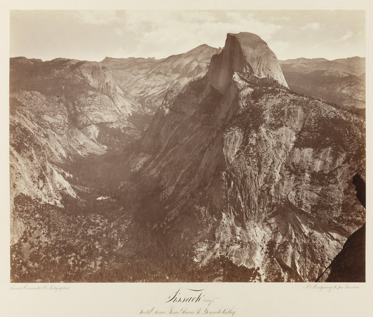 Tissack, South Dome från Glacier Point, Yosemite Valley #73, ca 1872 (albumintryck av mammutplåt) av Eadweard Muybridge
