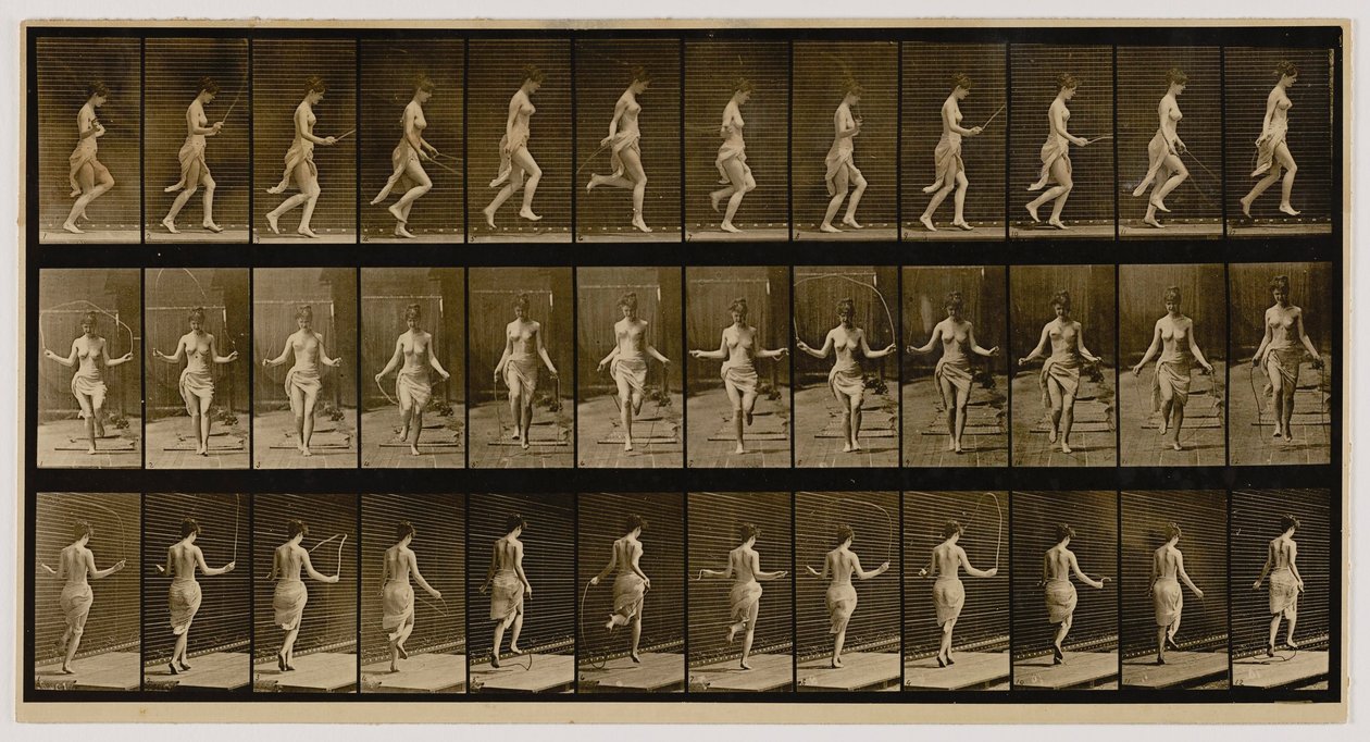 Kvinna använder hopprep, från boken Animal Locomotion av Eadweard Muybridge