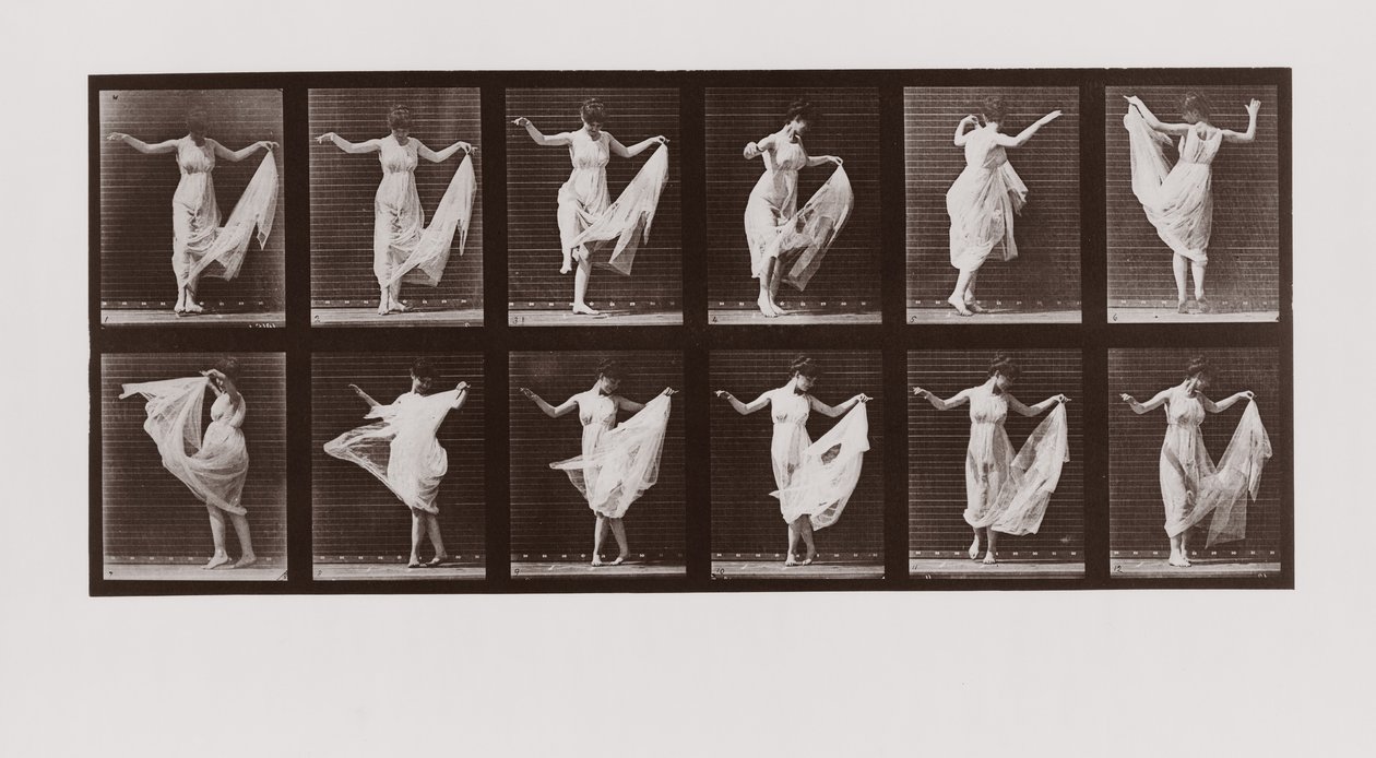 Kvinna som dansar, tavla 107 från Animal Locomotion, 1887 av Eadweard Muybridge