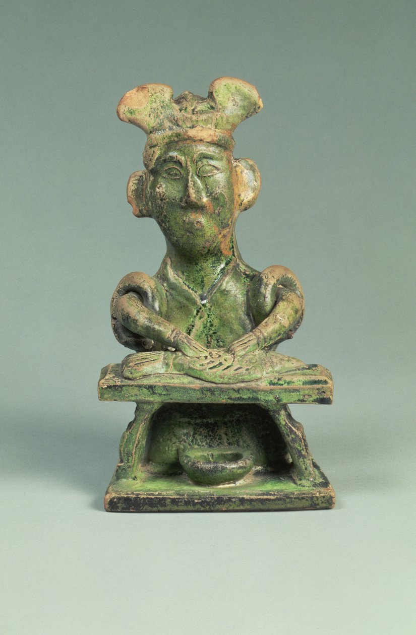 Figur av en fiskhandlare, gravartefakt, östra Han-dynastin, 25-220 (lergods) av Eastern Han Dynasty Chinese School