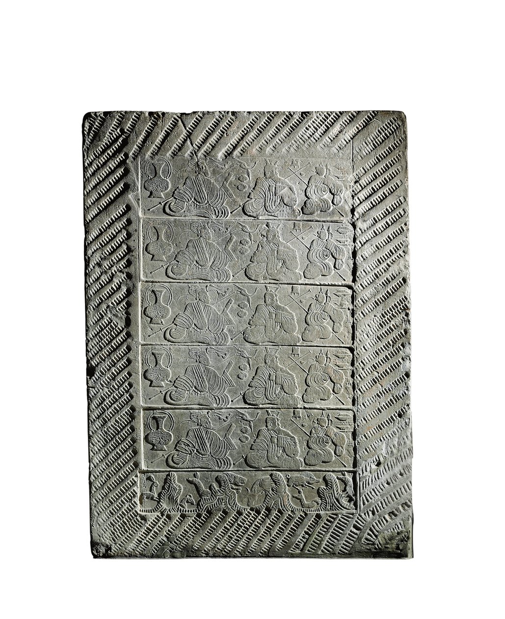 Liten formgjuten keramikplatta (keramik) av Eastern Han Dynasty Chinese School