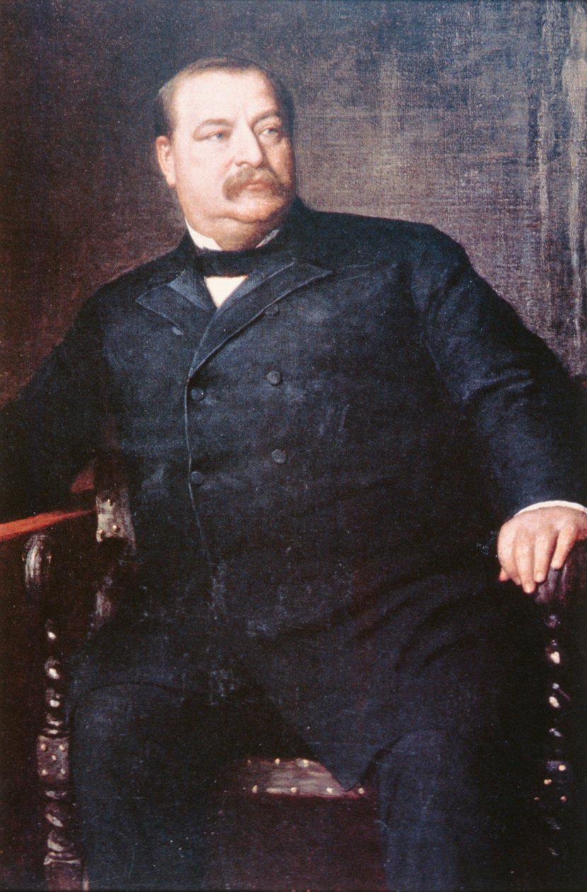 Grover Cleveland (1837-1908) (lito i färg) av Eastman (after) Johnson