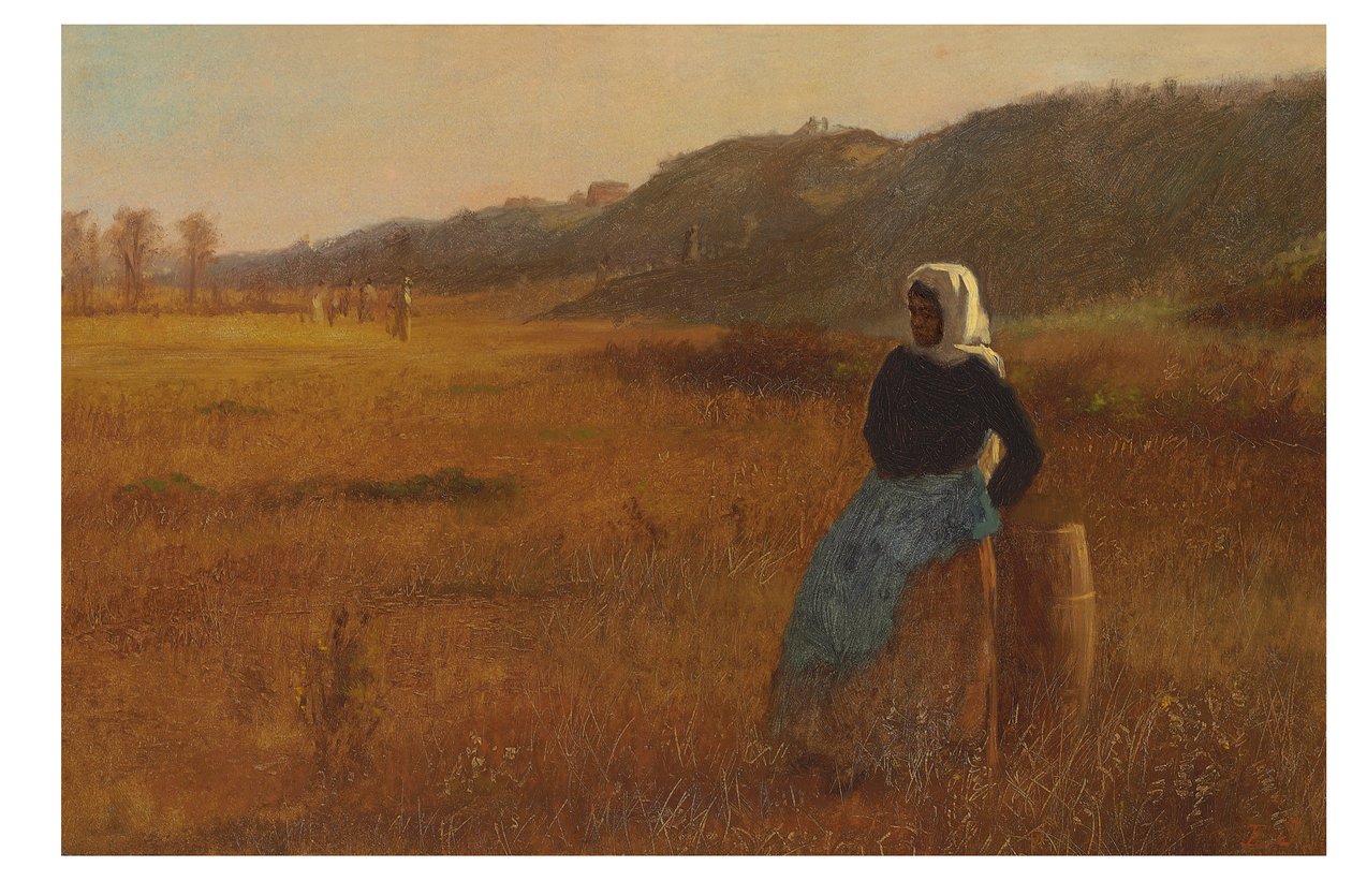 Vid dagens slut, ca 1878-80 (olja ombord) av Eastman Johnson