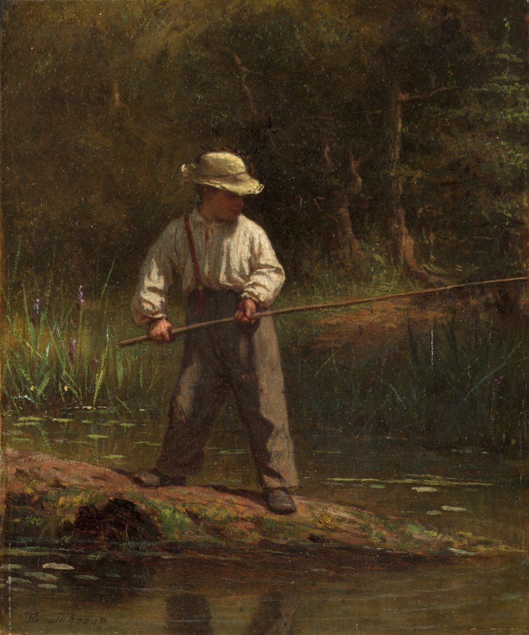 Pojke som fiskar, ca 1860 (olja på duk) av Eastman Johnson