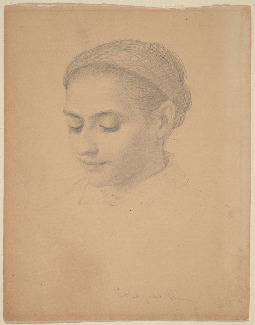 Huvud av en ung kvinna av Eastman Johnson