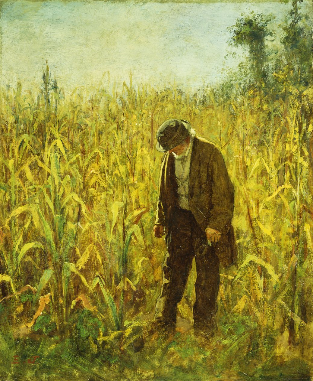 Man på ett majsfält, av Eastman Johnson