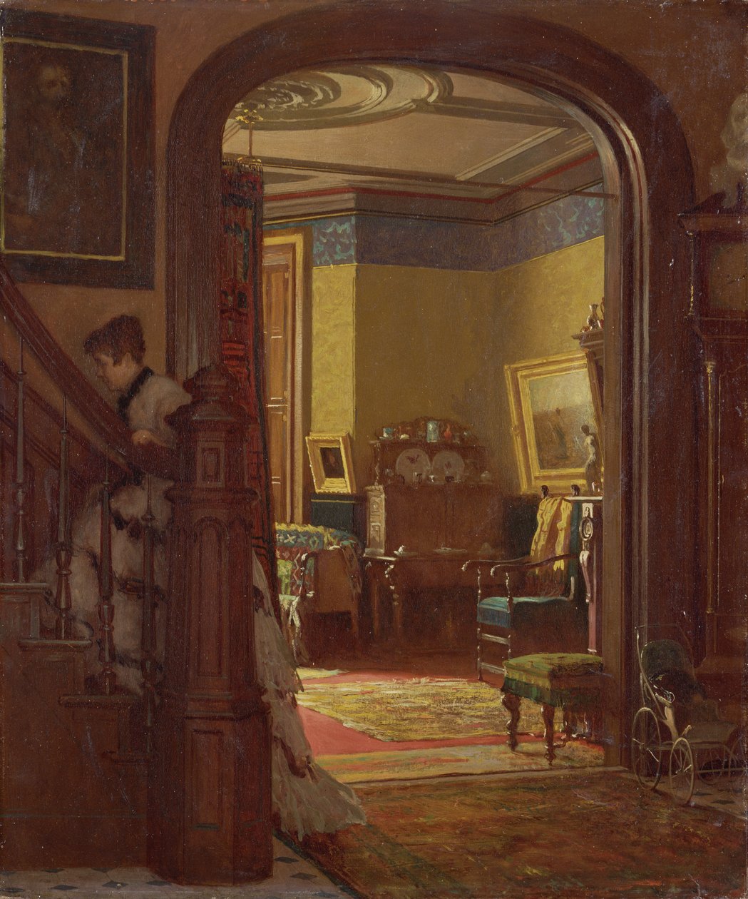 Not at Home, ca 1873 (olja på kartong) av Eastman Johnson