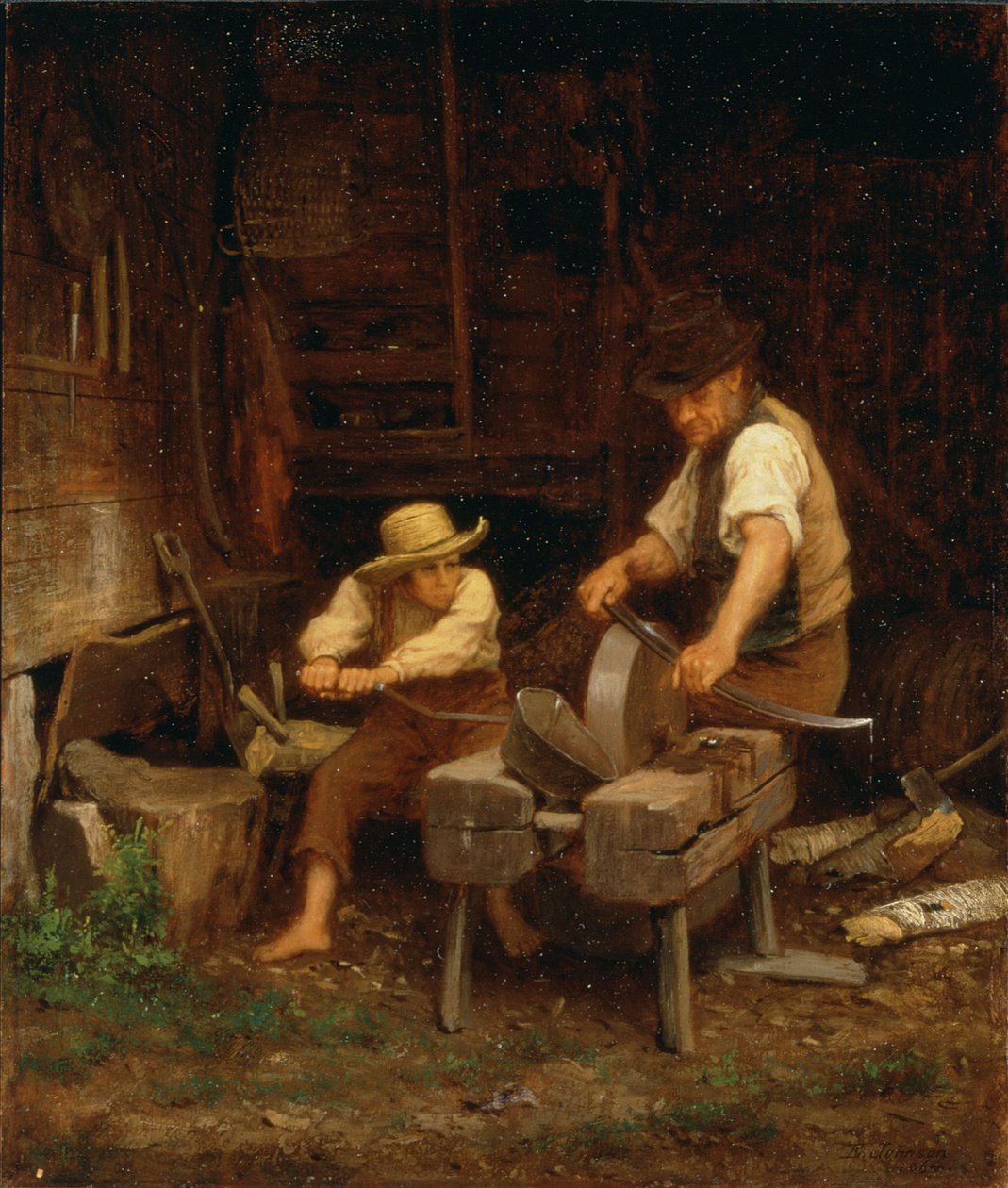 Att skärpa lieen, 1864 av Eastman Johnson