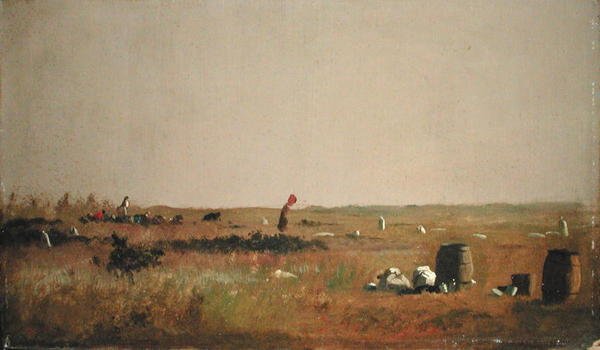 Studie för tranbärsplockare (olja ombord) av Eastman Johnson
