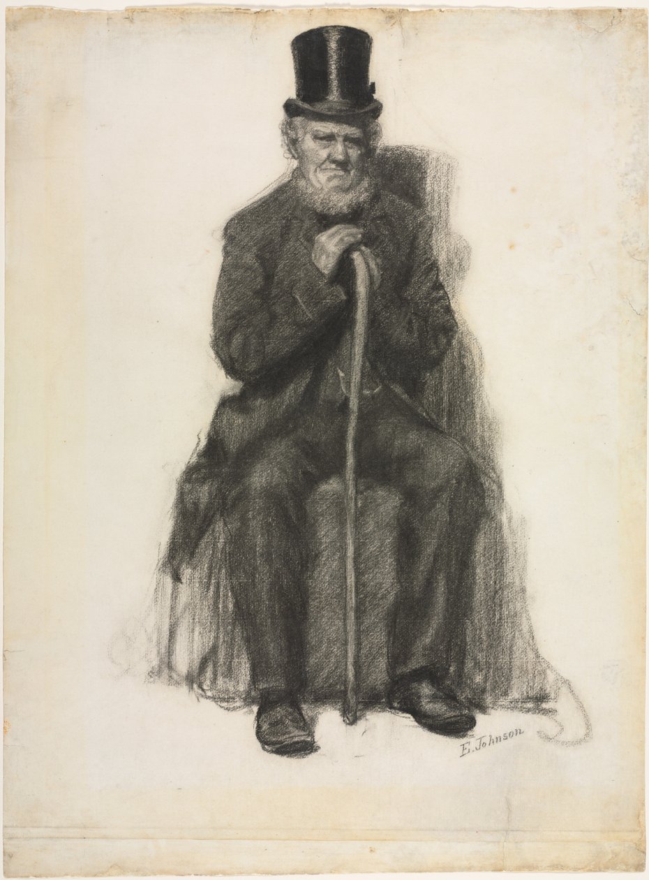 Studie av en gammal man möjligen en studie för porträtt av Peter Folger, ca. 1886. av Eastman Johnson