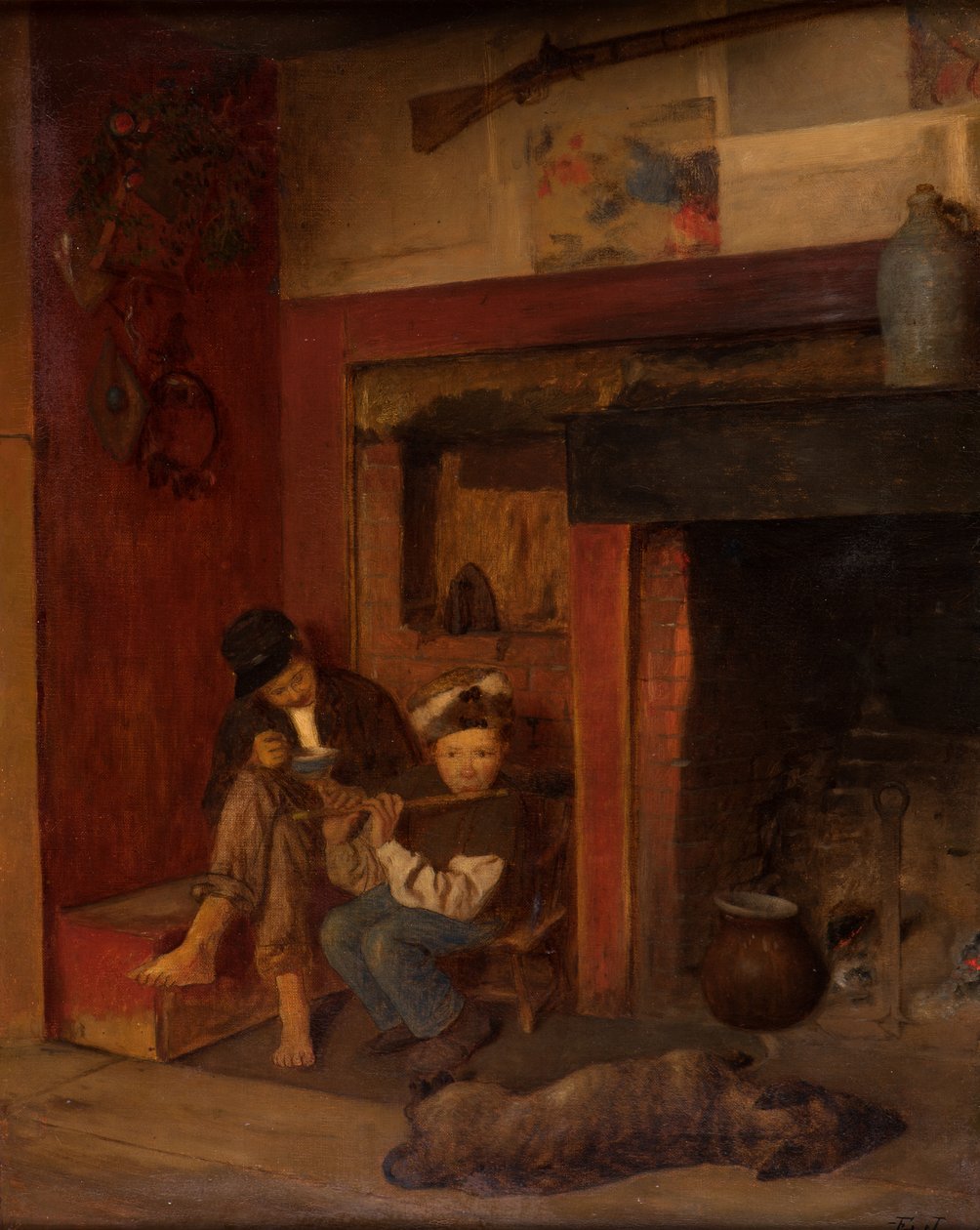 Fifern och hans vän, 1870-80 av Eastman Johnson