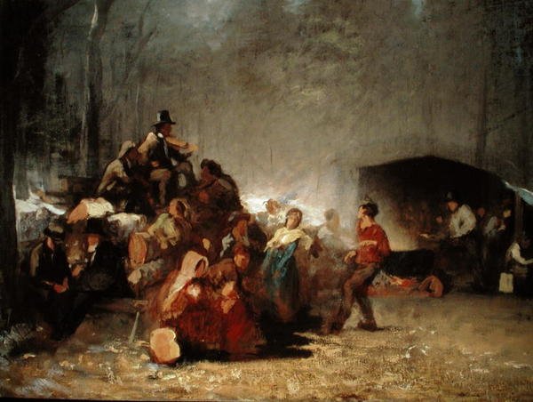 Festen i Maple Sugar Camp, ca 1861-66 (olja på duk) av Eastman Johnson