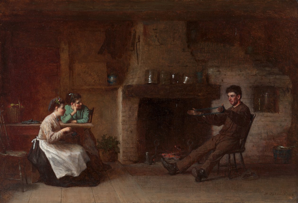 Winding Yarn (interiör från ett Nantucket-kök) av Eastman Johnson