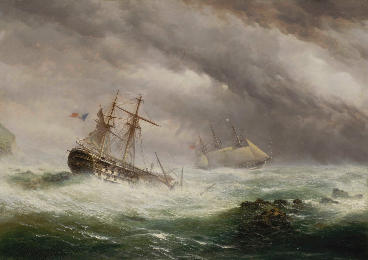 HMS Endymion rescuing a French two-decker av Ebenezer Colls