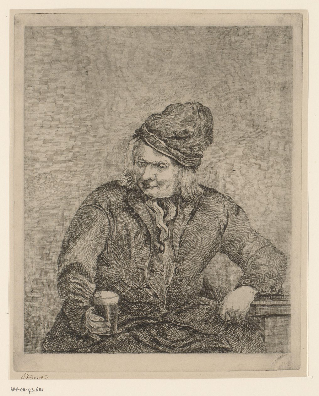 Gammal man med glas och pipa i handen av Eberhard Cornelis Rahms