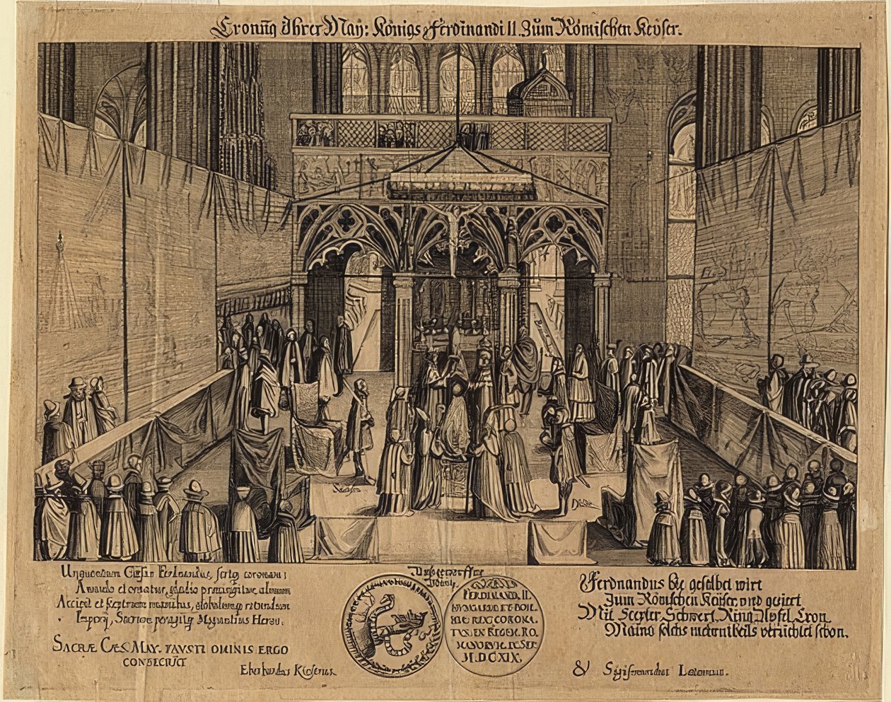 Kröningen av kung Ferdinand II till romersk kejsare. 1619 av Eberhard Kieser