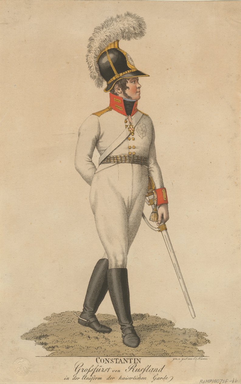 Porträtt av storhertig Konstantin Pavlovich av Ryssland 1779-1831, 1807 av Eberhard Siegfried Henne