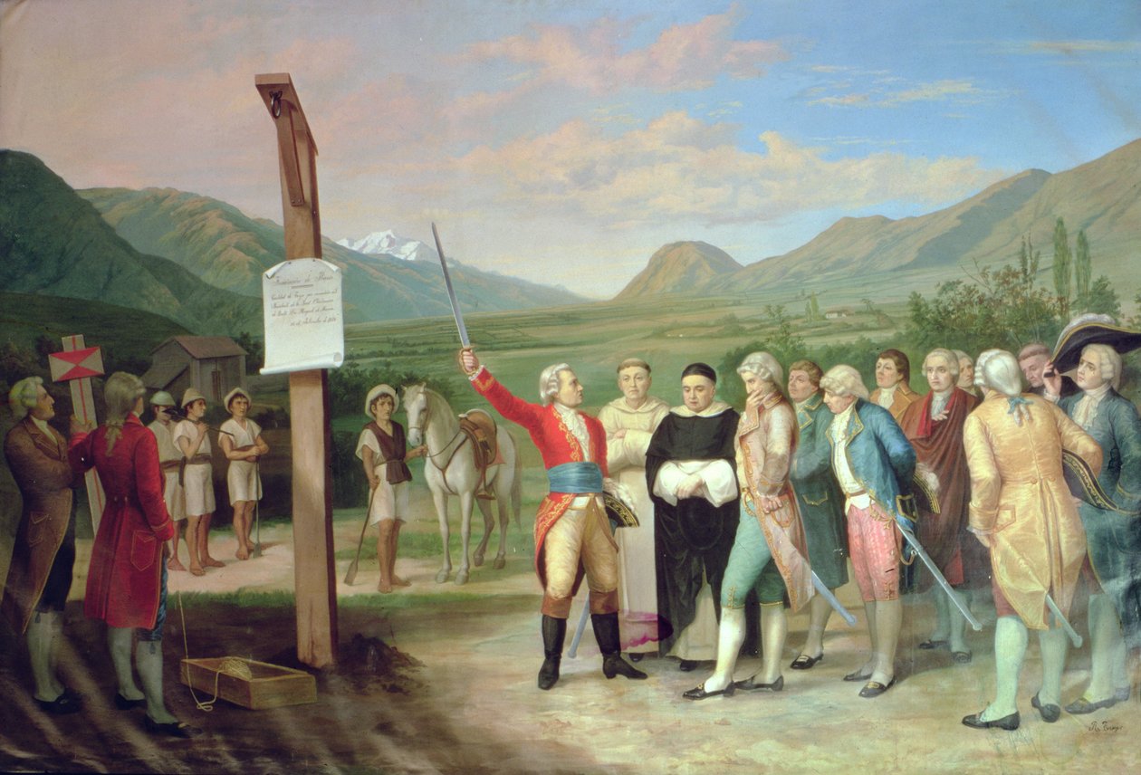 Stiftelsen av staden San Miguel de Ibarra 1606 (olja på duk) av Ecuadorian School