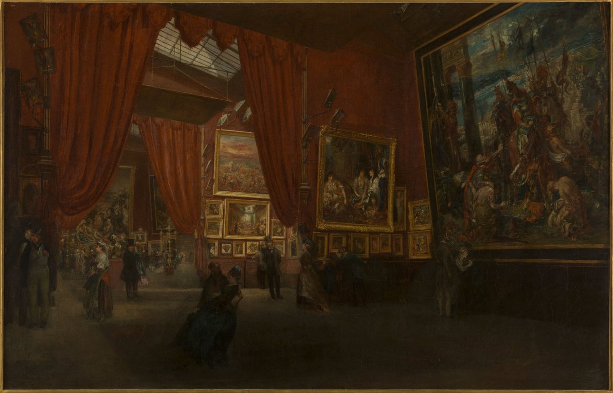 Utställning av verk av Eugène Delacroix, på Galerie Martinet, boulevard des Italiens, 1864, 1864 (olja) av Ed. Albertini