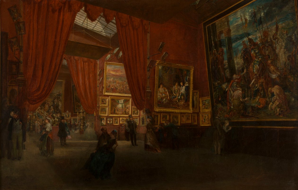 Utställning av verk av Eugène Delacroix, på galleriet Martinet, boulevard des..., 1864. av Ed. Albertini