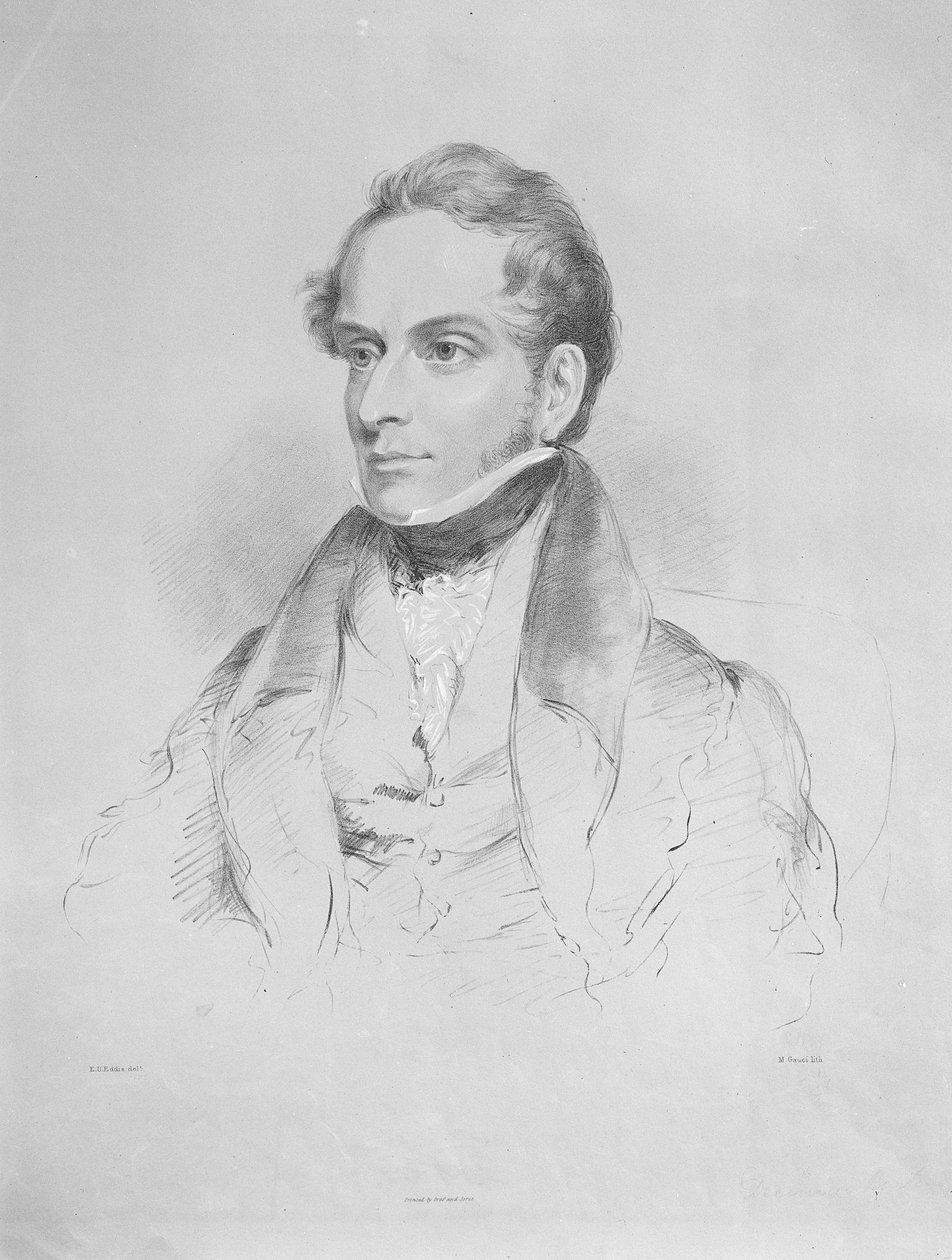 Decimus Burton, lithograph na Maxim Gauci, c.1830-35 swed av Eden Upton Eddis