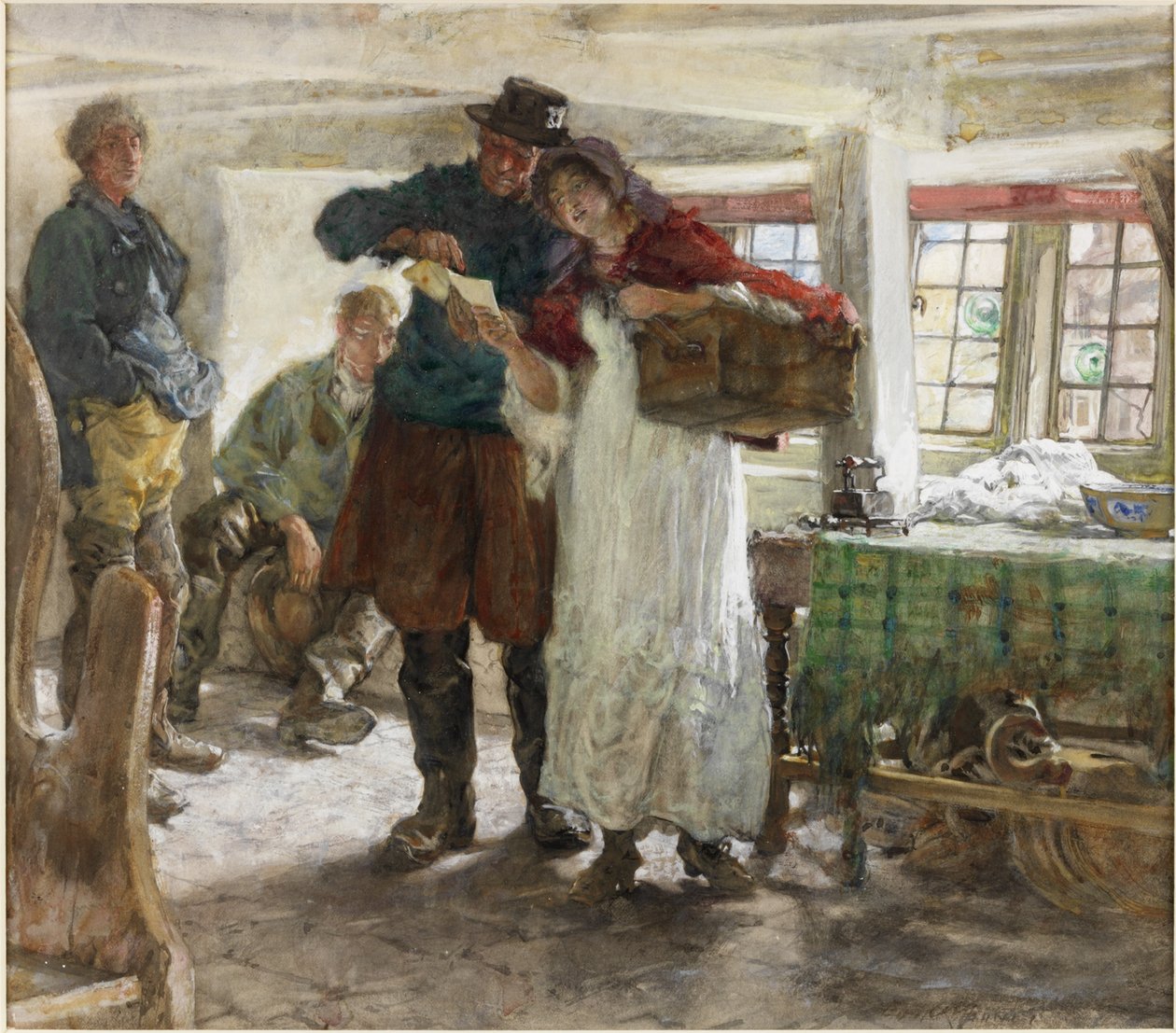 Smugglarnas nyheter (akvarell och kroppsfärg på papper) av Edgar Bundy