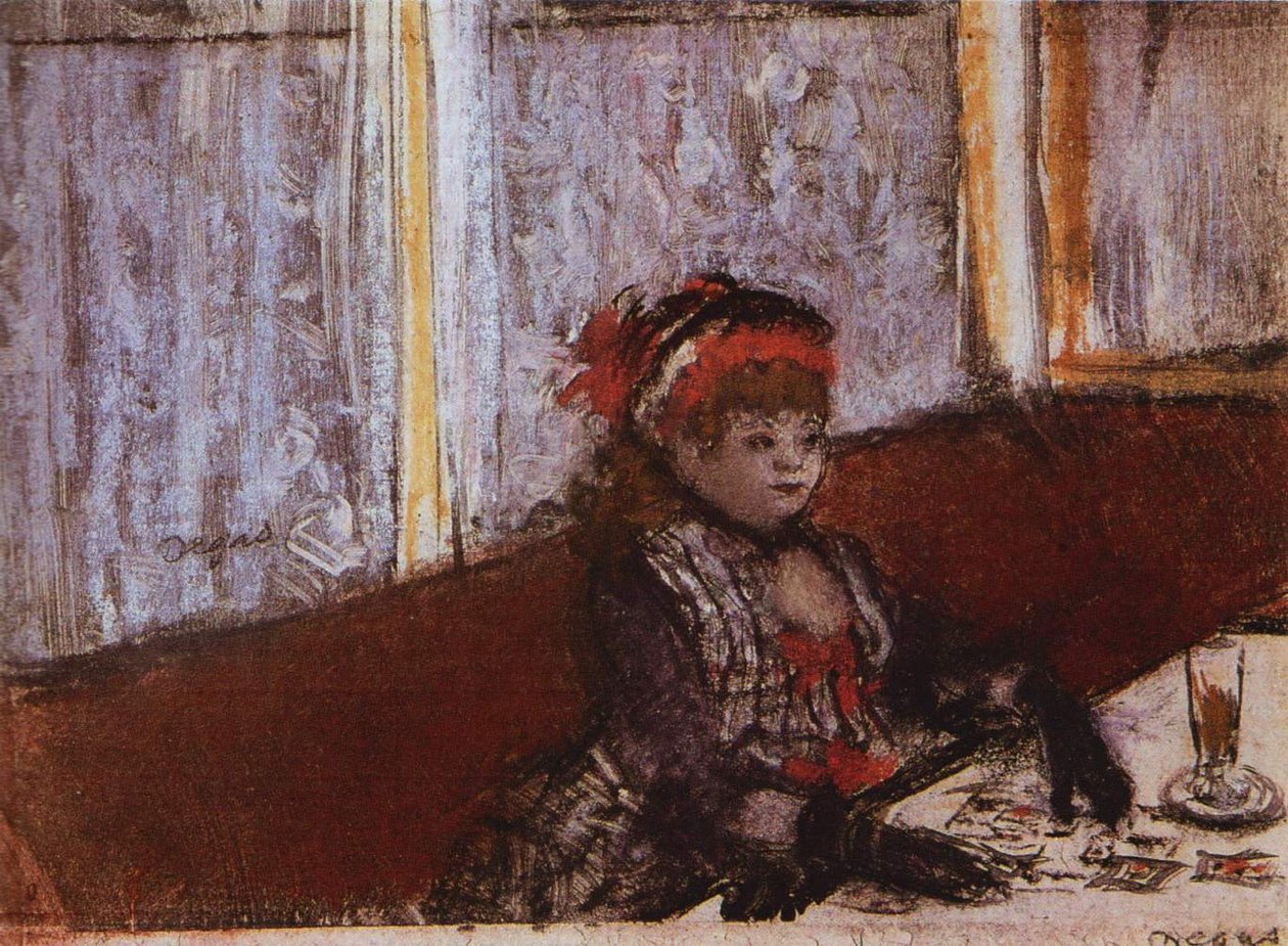  Femme dans un cafen av Edgar Degas