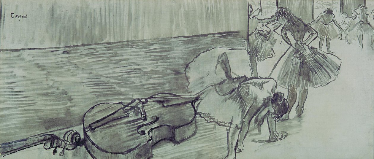  Preparatifs de Ballet La Contre BassenEspanol: Preparativos de Ballet El Contrabajon av Edgar Degas