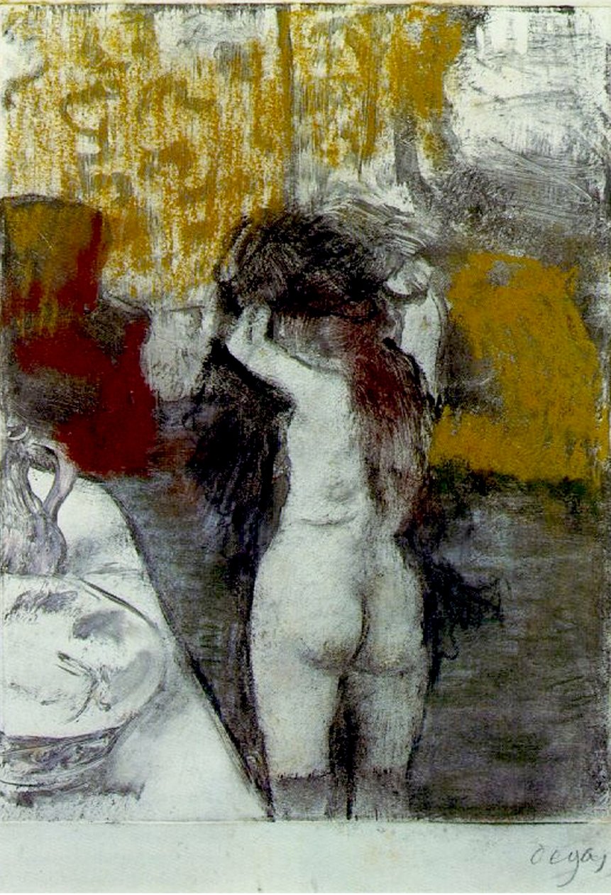 Badare vid vattnet, ca 1903 (pastell och svart krita på papper ombord) av Edgar Degas