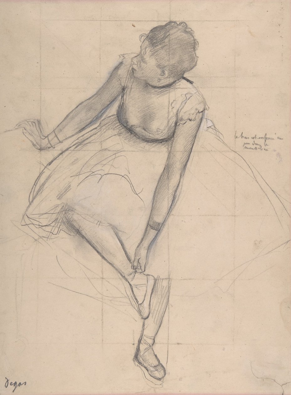 Dansare som justerar sin toffel av Edgar Degas